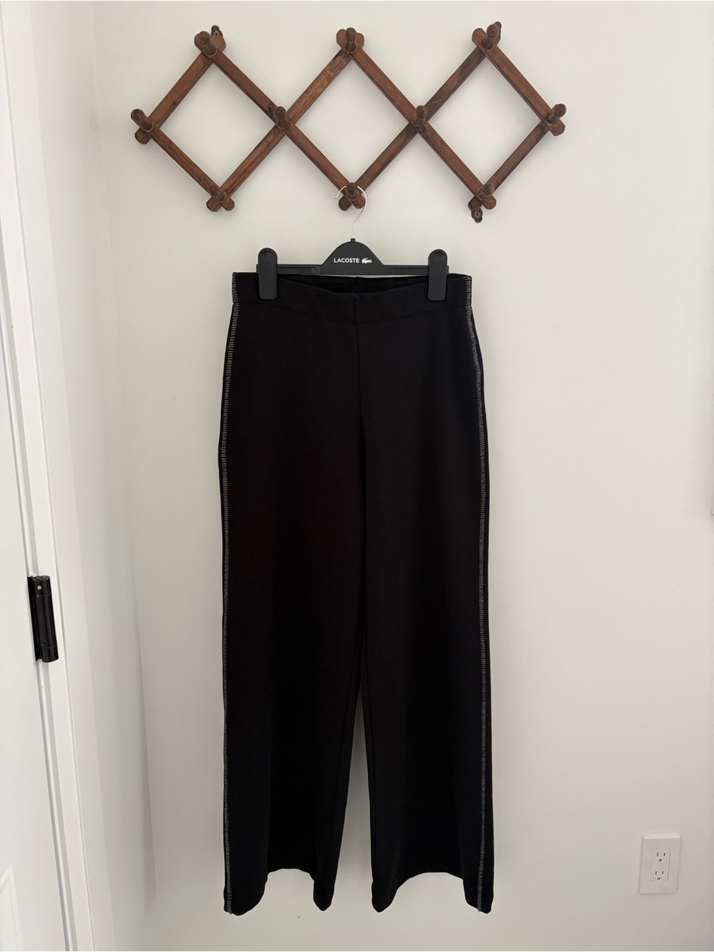 Lotus Eaters Black Wide-Leg Pants with Side Trim
